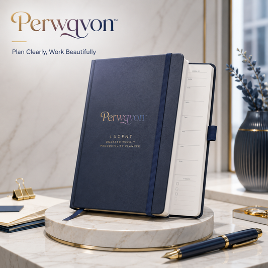 Perwqvon™ Lucent Undated Weekly Productivity Planner | Hardcover Weekly Planner, Goal-Setting Organizer, Appointment Book and Task Management Journal
